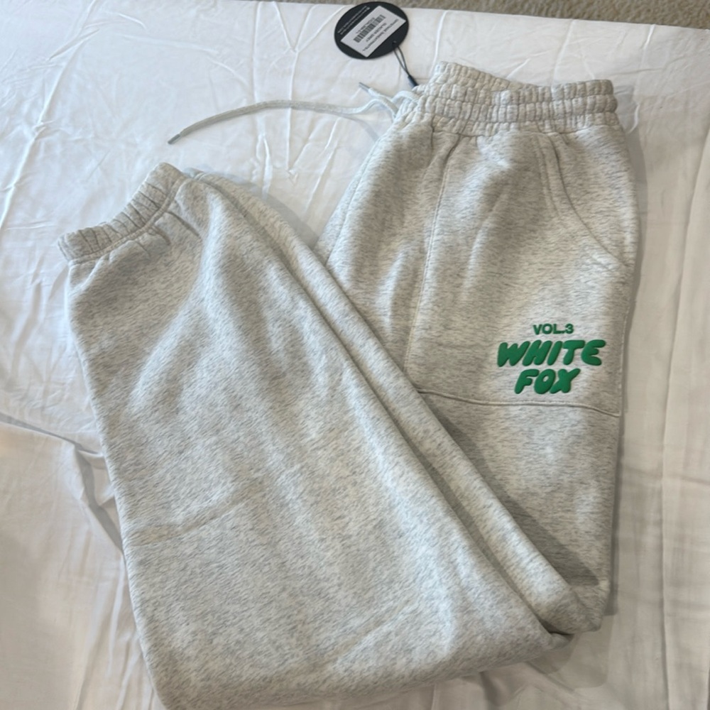 Grey white fox sweat pants